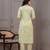 Green floral printed  stright kurta trouser set with printed dupatta