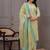 Green floral printed  stright kurta trouser set with printed dupatta