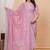Rani pink floral printed  stright kurta trouser set with printed dupatta