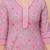 Rani pink floral printed  stright kurta trouser set with printed dupatta