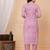 Rani pink floral printed  stright kurta trouser set with printed dupatta