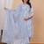 Sky blue floral printed  stright kurta trouser set with printed dupatta