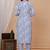 Sky blue floral printed  stright kurta trouser set with printed dupatta