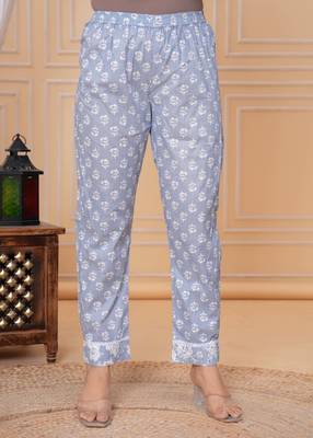 Sky blue floral printed  stright kurta trouser set with printed dupatta 4