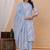 Sky blue floral printed  stright kurta trouser set with printed dupatta