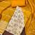 Yellow roman cotton silk print handwork unstitched dress material