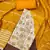 Yellow roman cotton silk print handwork unstitched dress material