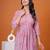 Rani pink floral flared printed kurta