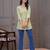 Yellow & green floral flared printed kurta