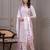 White butta printed  stright kurta trouser set with printed dupatta
