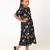 Stylish midi dress for girls in printed crepe fabric-blackmulti