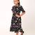 Stylish midi dress for girls in printed crepe fabric-blackmulti