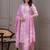Lavender floral printed  stright kurta trouser set with printed dupatta