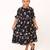 Stylish midi dress for girls in printed crepe fabric-blackmulti