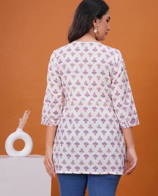 White & lavender butta flared printed kurta 3