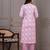 Lavender floral printed  stright kurta trouser set with printed dupatta