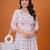 White & lavender butta flared printed kurta