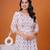 White & lavender butta flared printed kurta