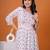 White & lavender butta flared printed kurta