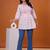 White & pink butta flared printed kurta