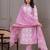 Lavender floral printed  stright kurta trouser set with printed dupatta