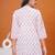 White & pink butta flared printed kurta