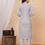 Grey floral printed stright kurta trouser set with printed dupatta