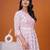 White & pink butta flared printed kurta