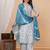 Light blue floral printed straight kurta set with dupatta