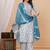 Light blue floral printed straight kurta set with dupatta