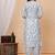Light blue floral printed straight kurta set with dupatta