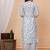 Light blue floral printed straight kurta set with dupatta