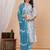 Light blue floral printed straight kurta set with dupatta