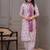 Light purpel floral printed straight kurta set with dupatta