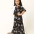 Elegant multi-layered crepe long dress for girls-maroon