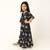 Elegant multi-layered crepe long dress for girls-maroon