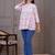 White & pink floral printed flared pamplum top