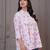 White & pink floral printed flared pamplum top