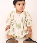 Charming cotton two-piece set for baby girls-cream