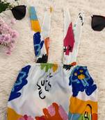 Stylish two-piece sleeveless poly crepe set for baby girls-multicolor