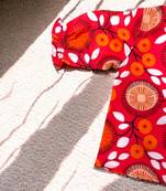 Trendy two-piece cotton blend set for baby girls-red multi