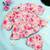 Stylish two-piece set for girls in printed cotton blend fabric-pink multi