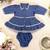 Elegant two-piece set in  cotton bled for baby girls-chamber blue