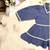 Elegant two-piece set in  cotton bled for baby girls-chamber blue