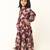 Elegant multi-layered crepe long dress for girls-maroon