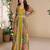 Yellow embroidery & sequins work georgette gown with jacket suit - free size Full Stitched (size upto 42)