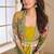 Yellow embroidery & sequins work georgette gown with jacket suit - free size Full Stitched (size upto 42)