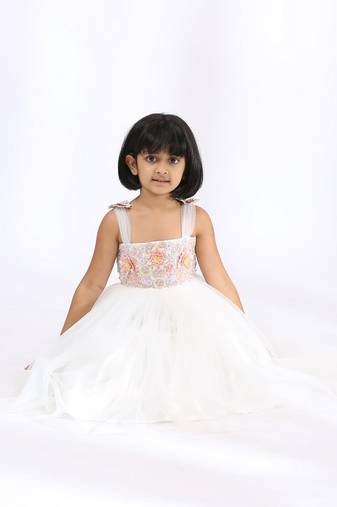 White plain cotton silk gown