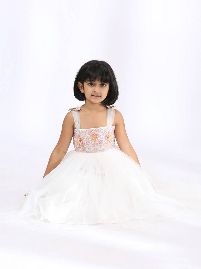 White plain cotton silk gown