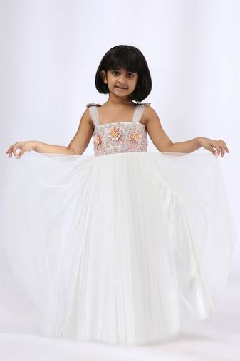 White plain cotton silk gown